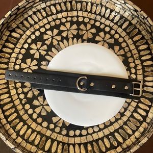 Black faux leather heavy metal bracelet